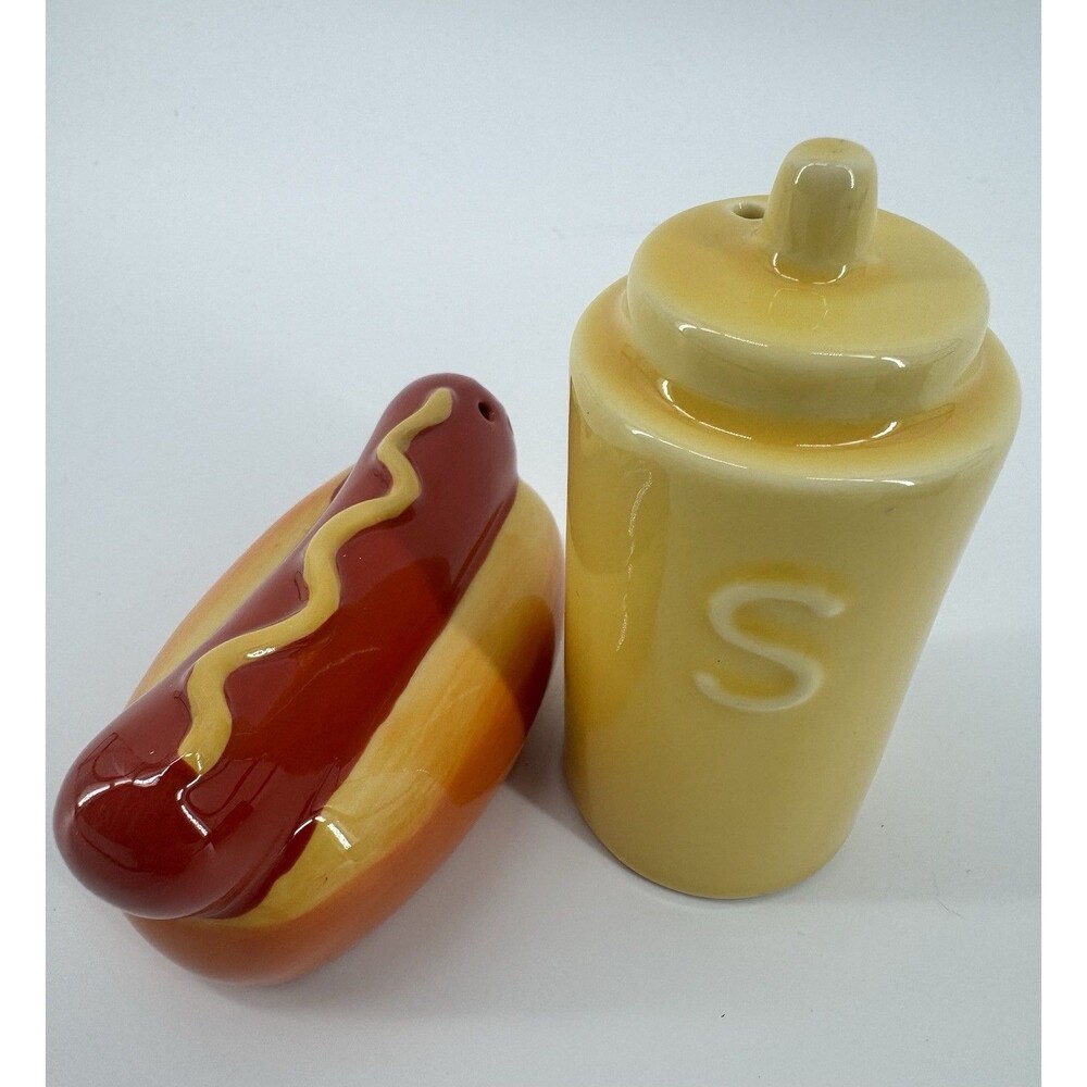 Hot Dog And Mustard Salt And Pepper Shakers Football Game Day Party Decor - Picture 2 of 4